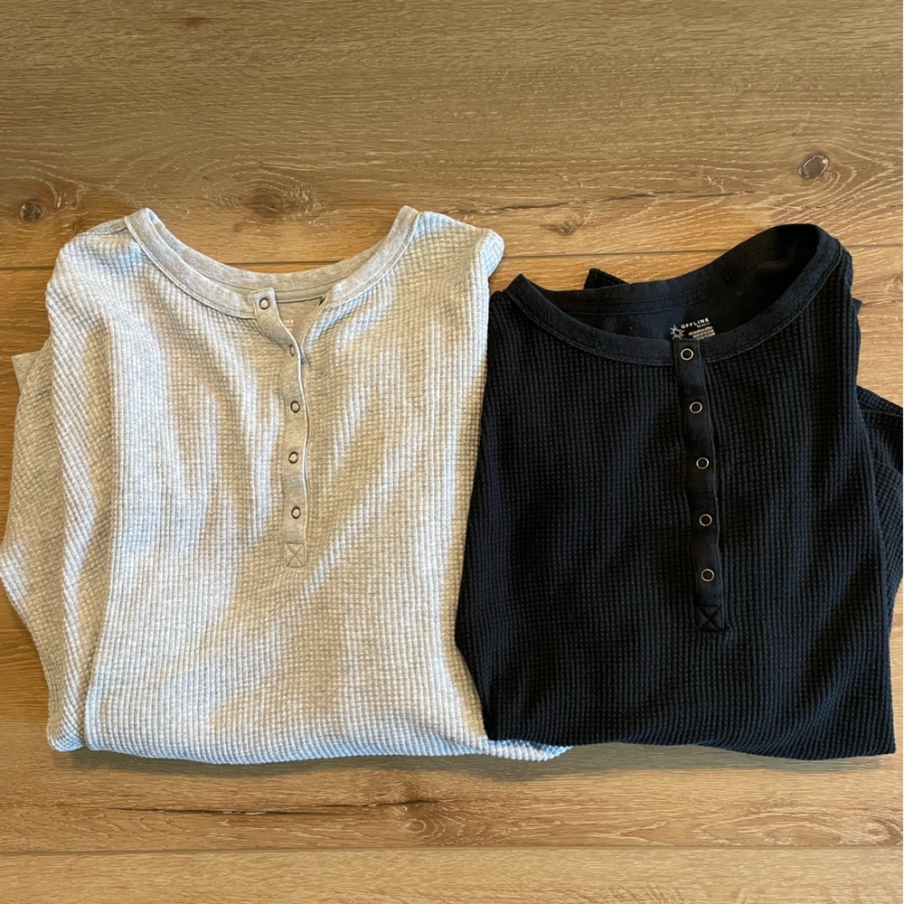 Aerie Offline Waffle Knit Henleys (2)